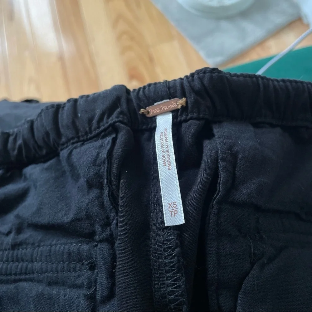 Free People Black 100% Cotton New Light Parachute Slouchy Low Rise Pants NWT XS